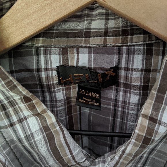 👣Helix Grey and Brown Plaid Western Shirt - Picture 2 of 3